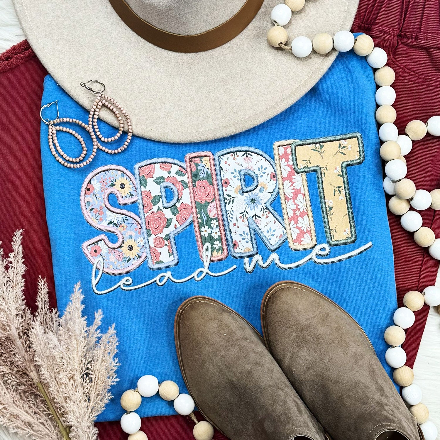 Spirit Lead Me Faux Embroidery Graphic Tee