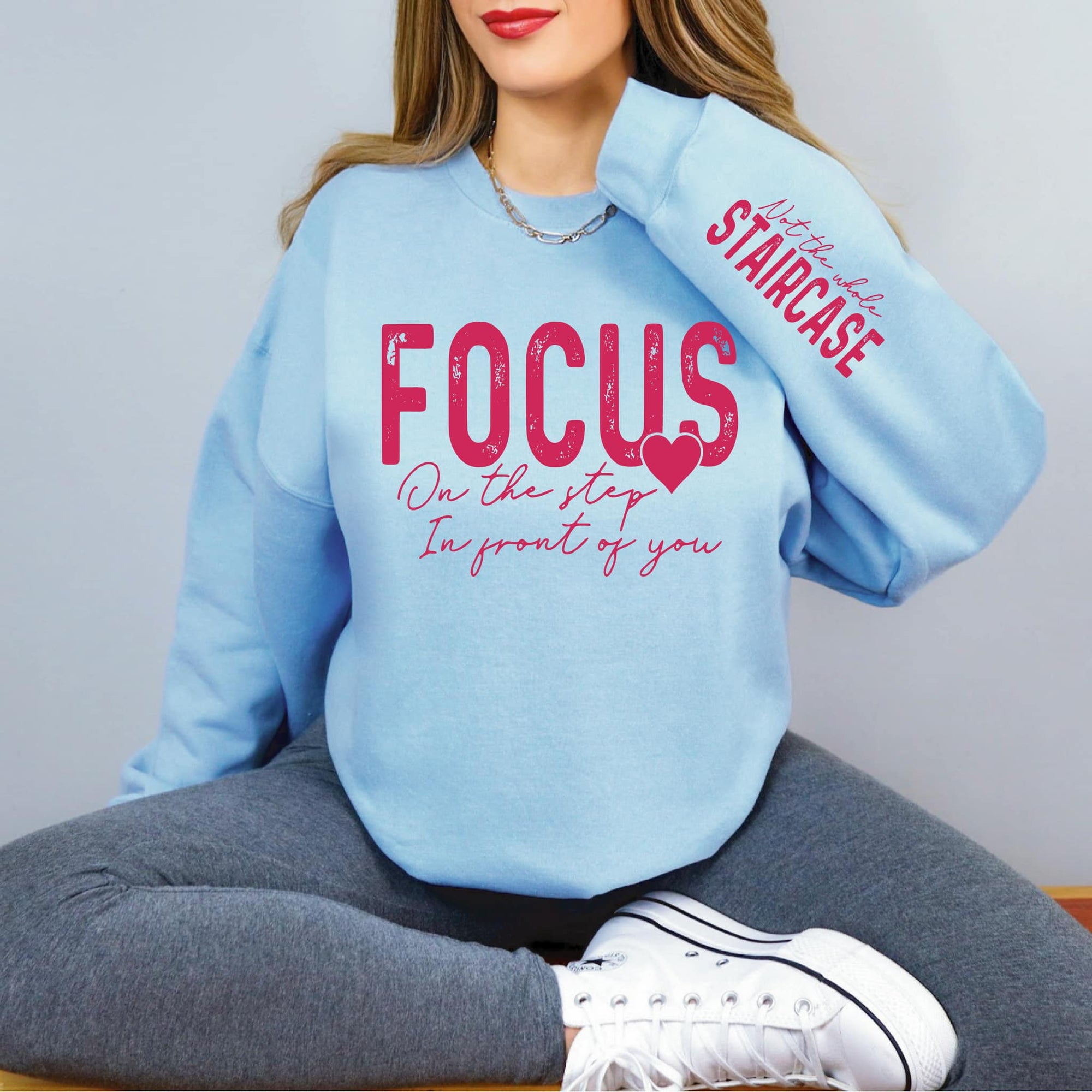 Focus   With  Sleeve Accent Sweatshirt