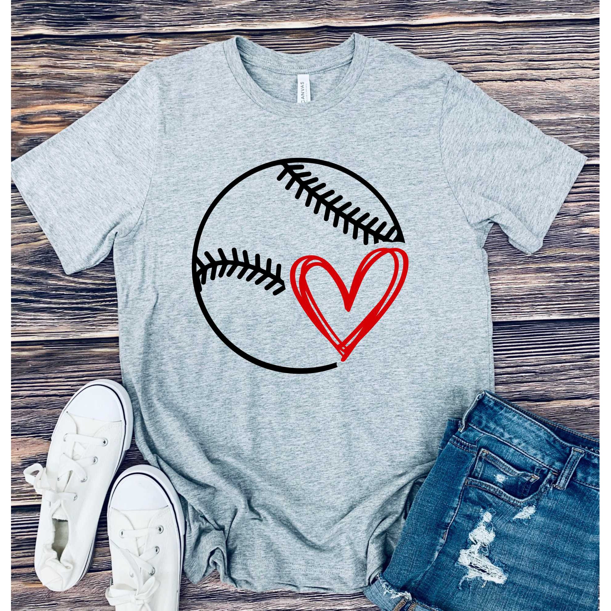 Baseball/Softball with Heart Graphic tee